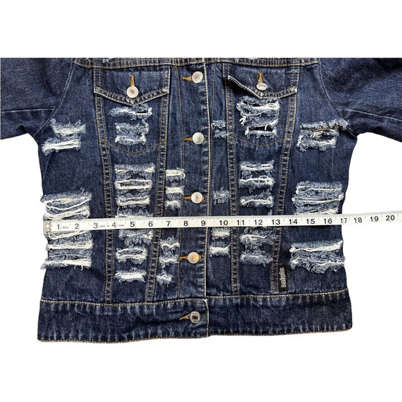 Furst Of A Kind LF Distressed Denim Jean Jacket Women’s Size Medium to Small - Picture 9 of 13